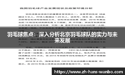 羽毛球焦点：深入分析北京羽毛球队的实力与未来发展